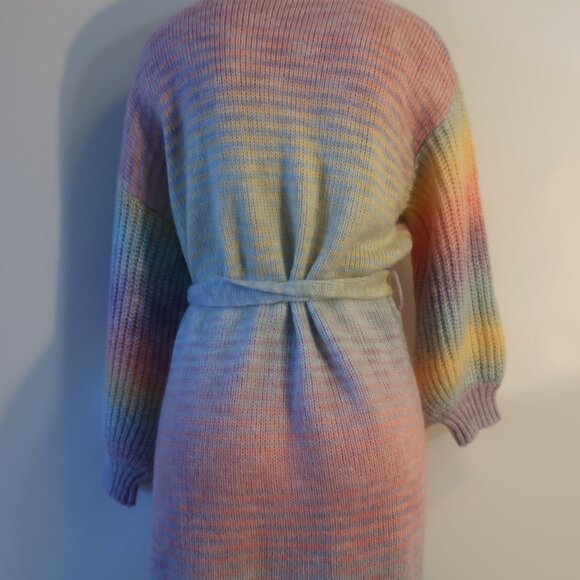 Womens Shag Boutique Multicolor Ombre Belted Cardigan Sweater O/S - Picture 6 of 7